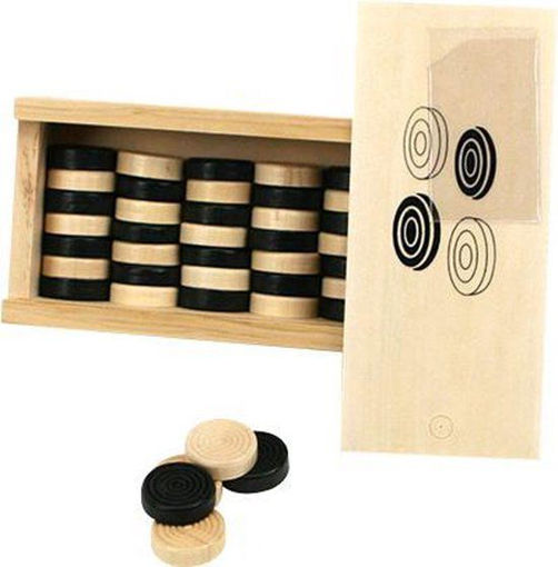 Picture of Checkers Pieces in Wood Box